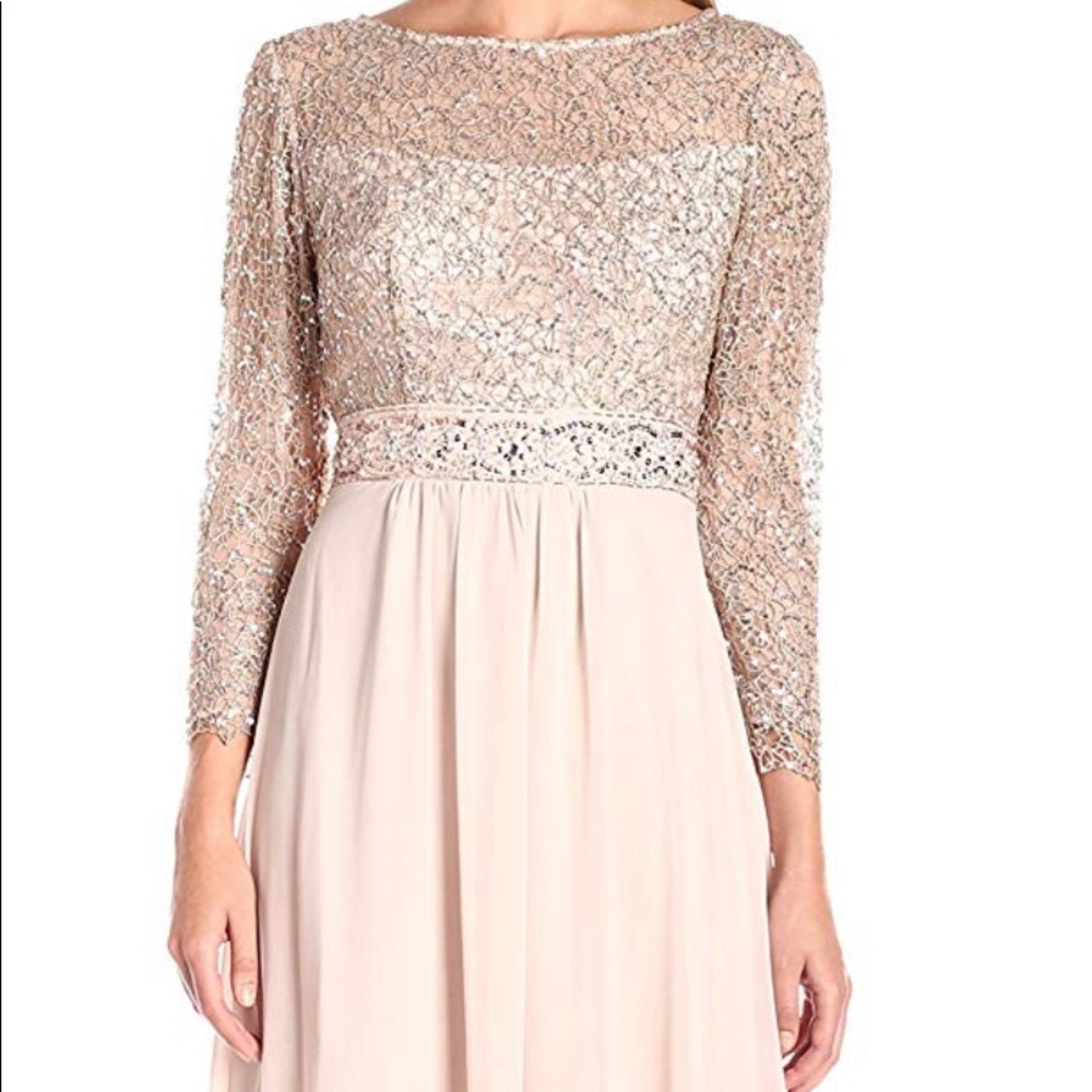 Decode 1.8 Bracelet Sleeve Beaded Gown Champaign